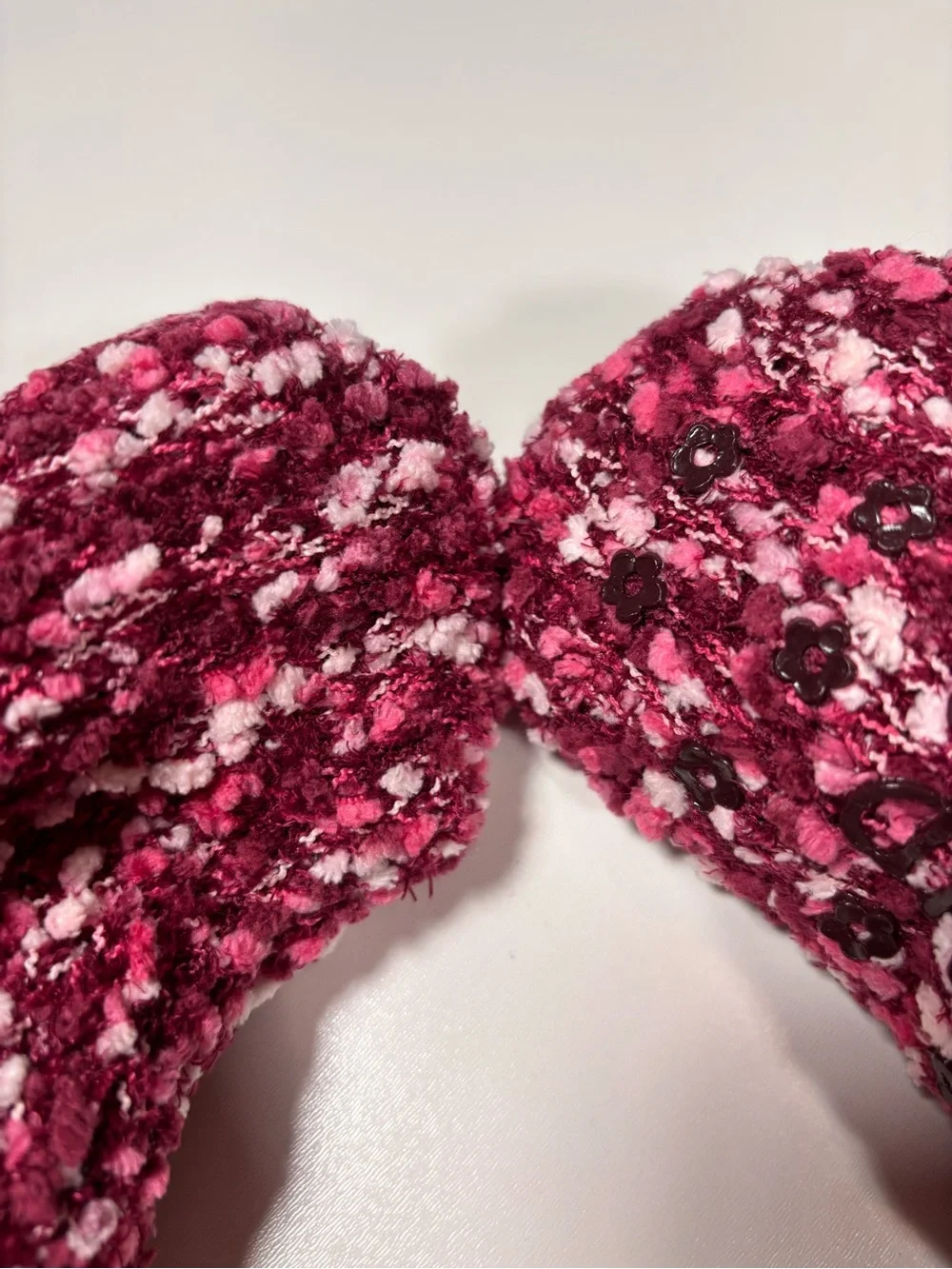 Jane & Bleecker Slipper Socks Pink White Knit Faux Fur Cuff